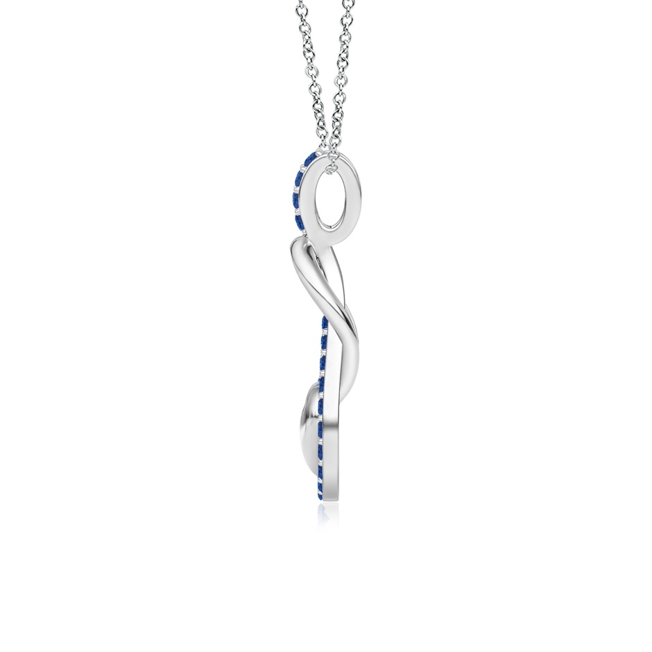1.3mm AAA Sapphire Infinity Knot Pendant with Puffed Heart in 18K White Gold side 199