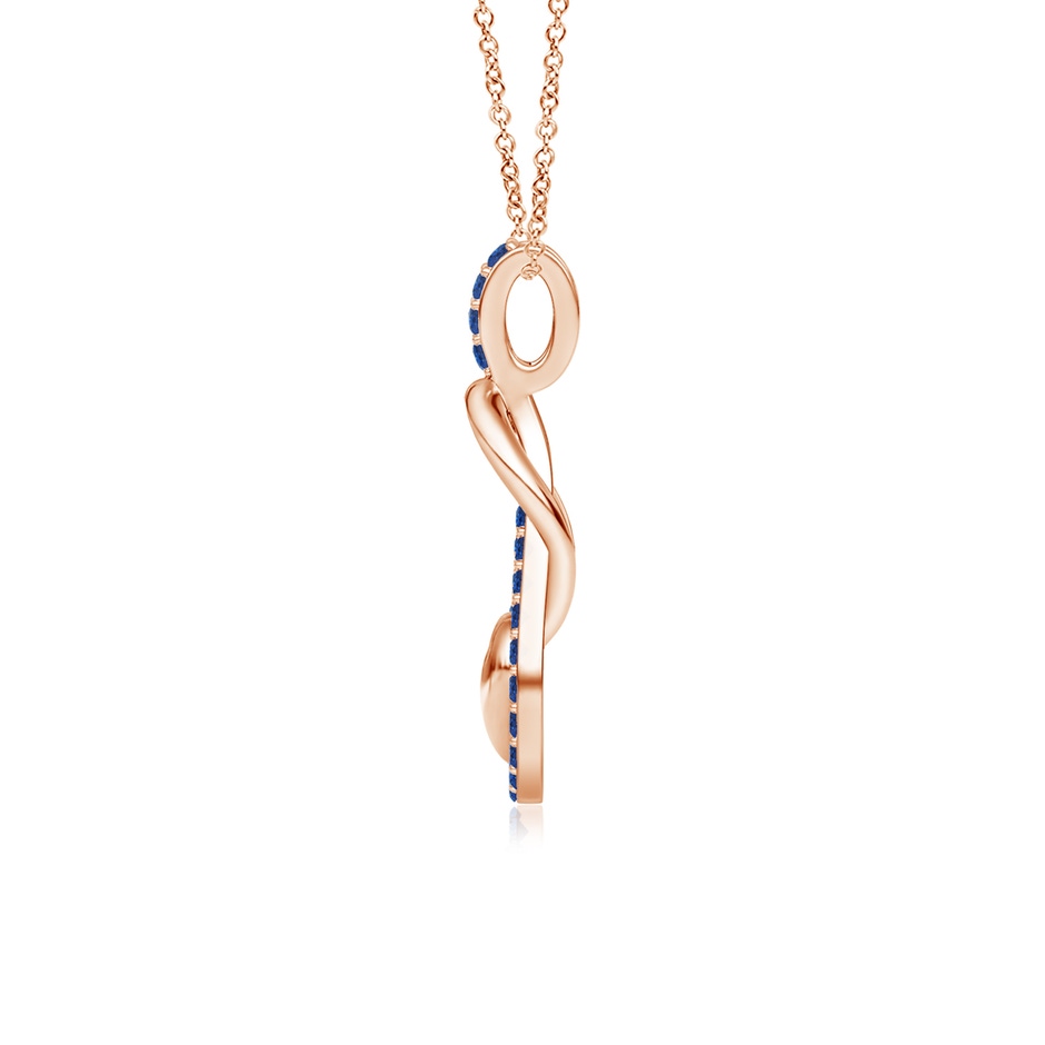 1.3mm AAA Sapphire Infinity Knot Pendant with Puffed Heart in Rose Gold side 199