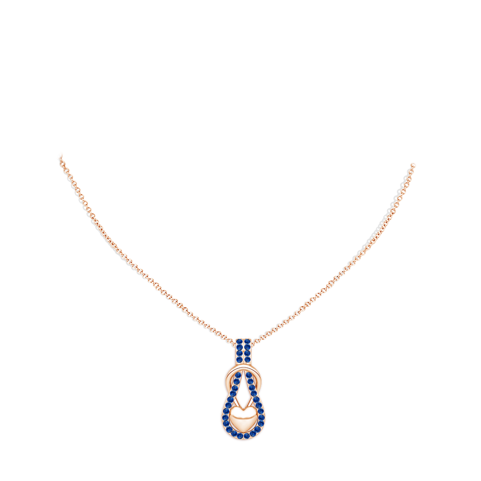 1.3mm AAA Sapphire Infinity Knot Pendant with Puffed Heart in Rose Gold pen