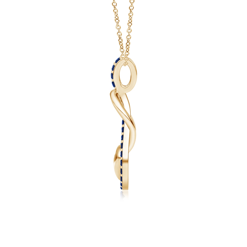 1.3mm AAAA Sapphire Infinity Knot Pendant with Puffed Heart in 18K Yellow Gold - side 199