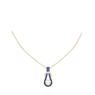 Sapphire Infinity Knot Pendant with Puffed Heart