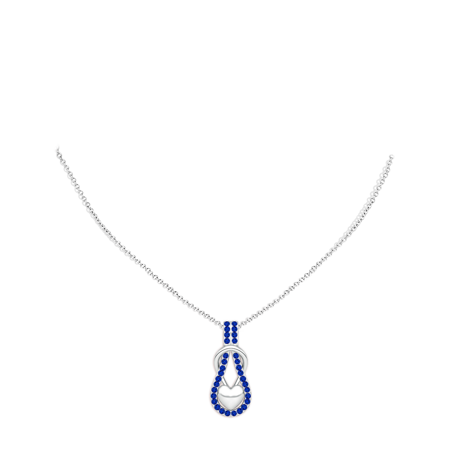 1.3mm AAAA Sapphire Infinity Knot Pendant with Puffed Heart in P950 Platinum pen