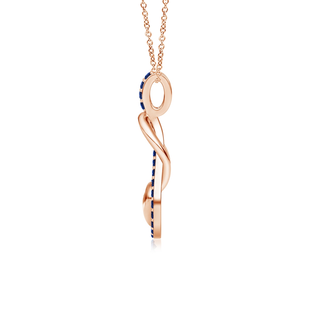 1.3mm AAAA Sapphire Infinity Knot Pendant with Puffed Heart in Rose Gold - side 199