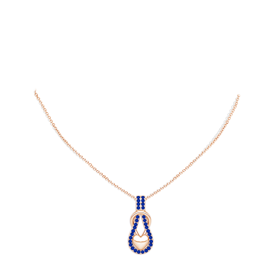 1.3mm AAAA Sapphire Infinity Knot Pendant with Puffed Heart in Rose Gold pen