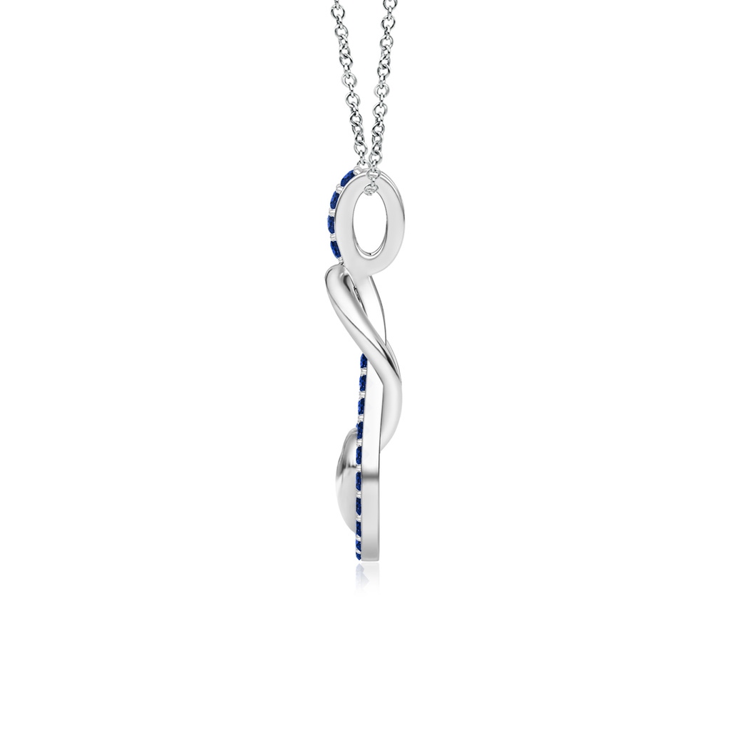 1.3mm AAAA Sapphire Infinity Knot Pendant with Puffed Heart in White Gold Side 199