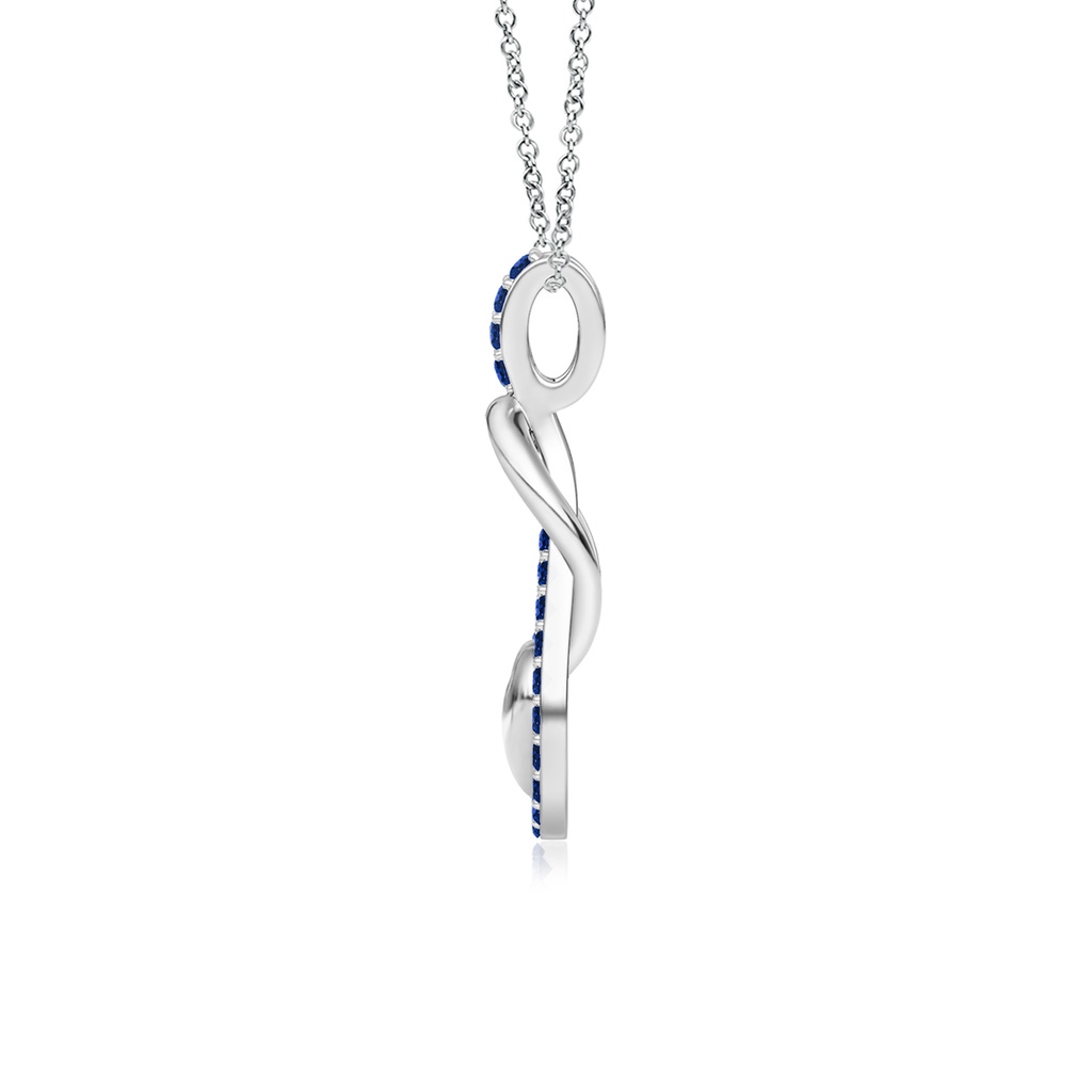 1.3mm AAAA Sapphire Infinity Knot Pendant with Puffed Heart in White Gold - side 199