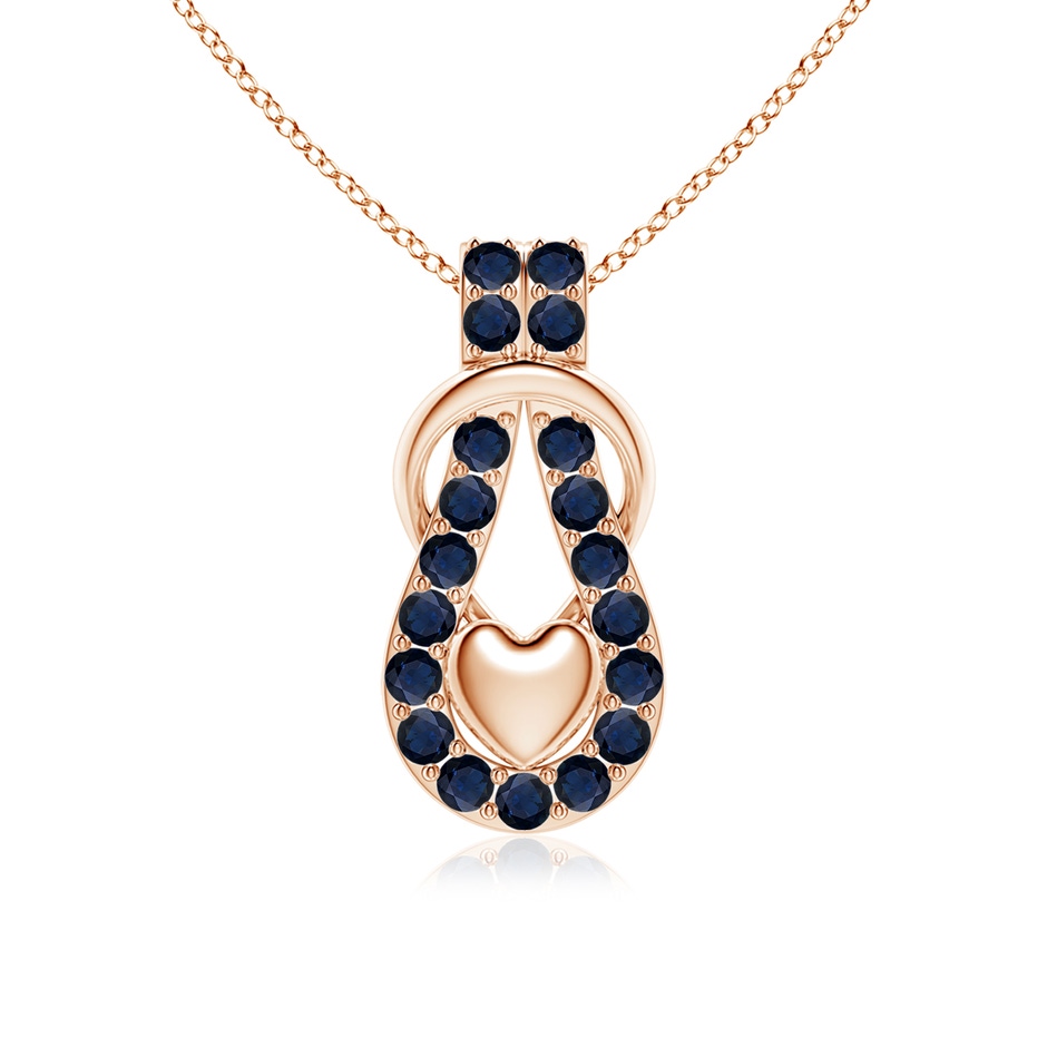 2.5mm A Sapphire Infinity Knot Pendant with Puffed Heart in Rose Gold 