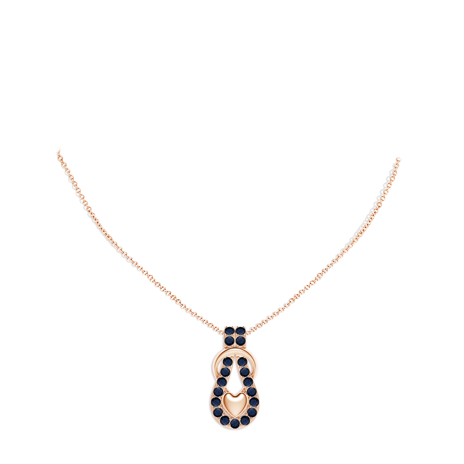 2.5mm A Sapphire Infinity Knot Pendant with Puffed Heart in Rose Gold pen