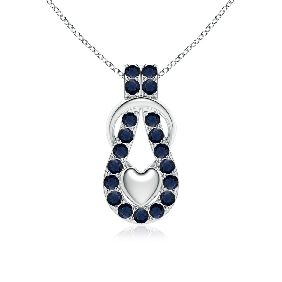 2.5mm A Sapphire Infinity Knot Pendant with Puffed Heart in White Gold 