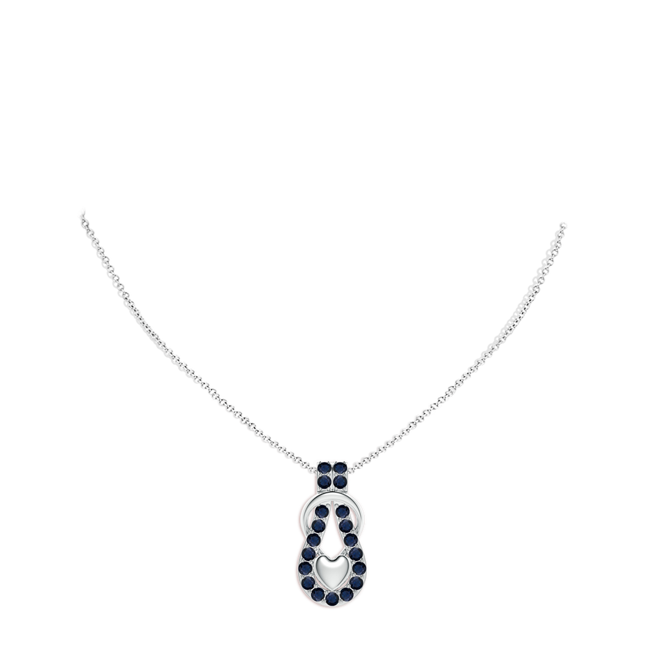 2.5mm A Sapphire Infinity Knot Pendant with Puffed Heart in White Gold pen