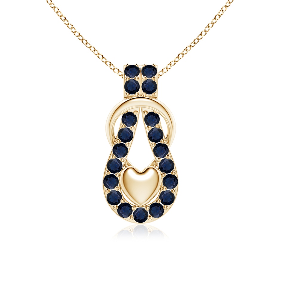 2.5mm A Sapphire Infinity Knot Pendant with Puffed Heart in Yellow Gold 