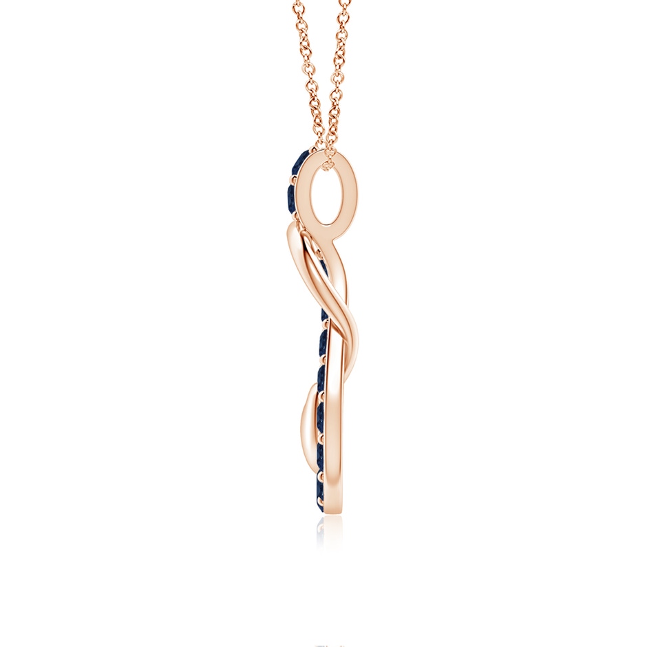 2.5mm AA Sapphire Infinity Knot Pendant with Puffed Heart in Rose Gold side 199