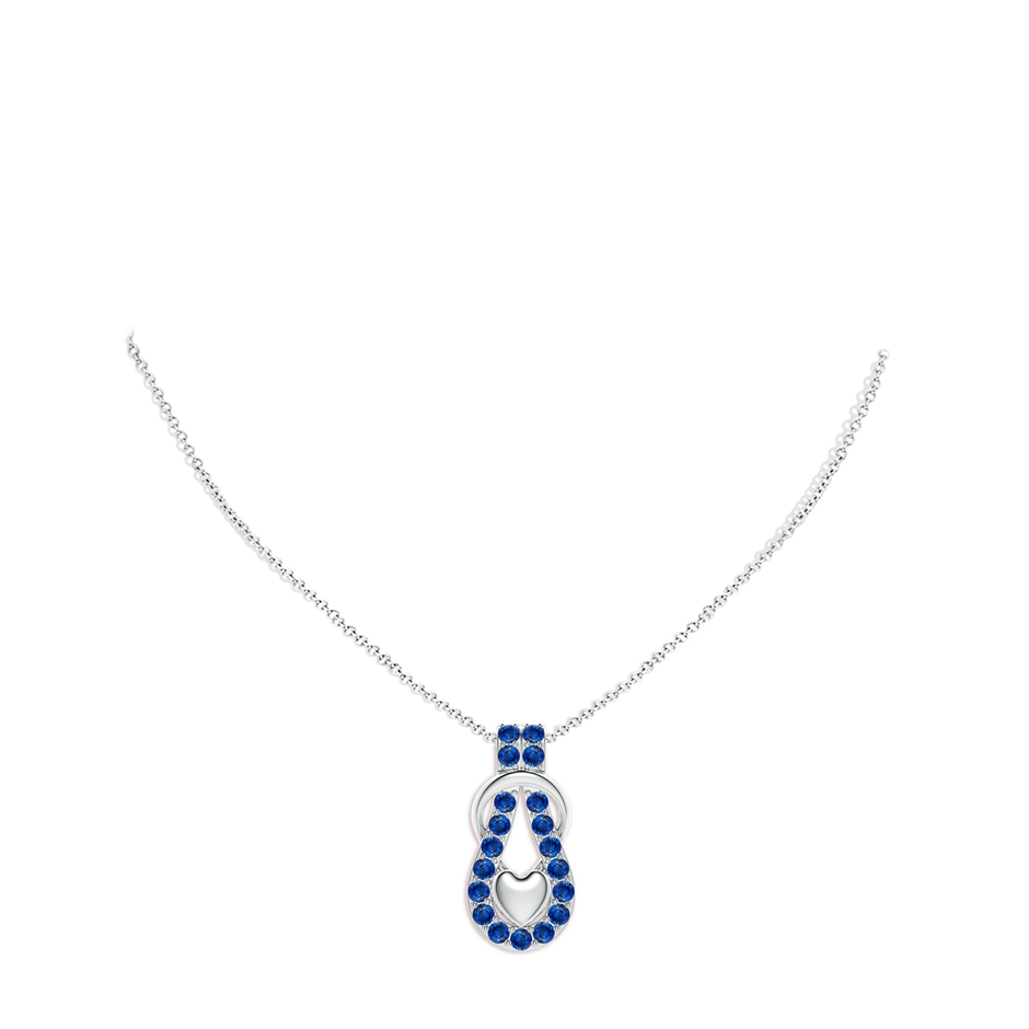 2.5mm AAA Sapphire Infinity Knot Pendant with Puffed Heart in White Gold pen