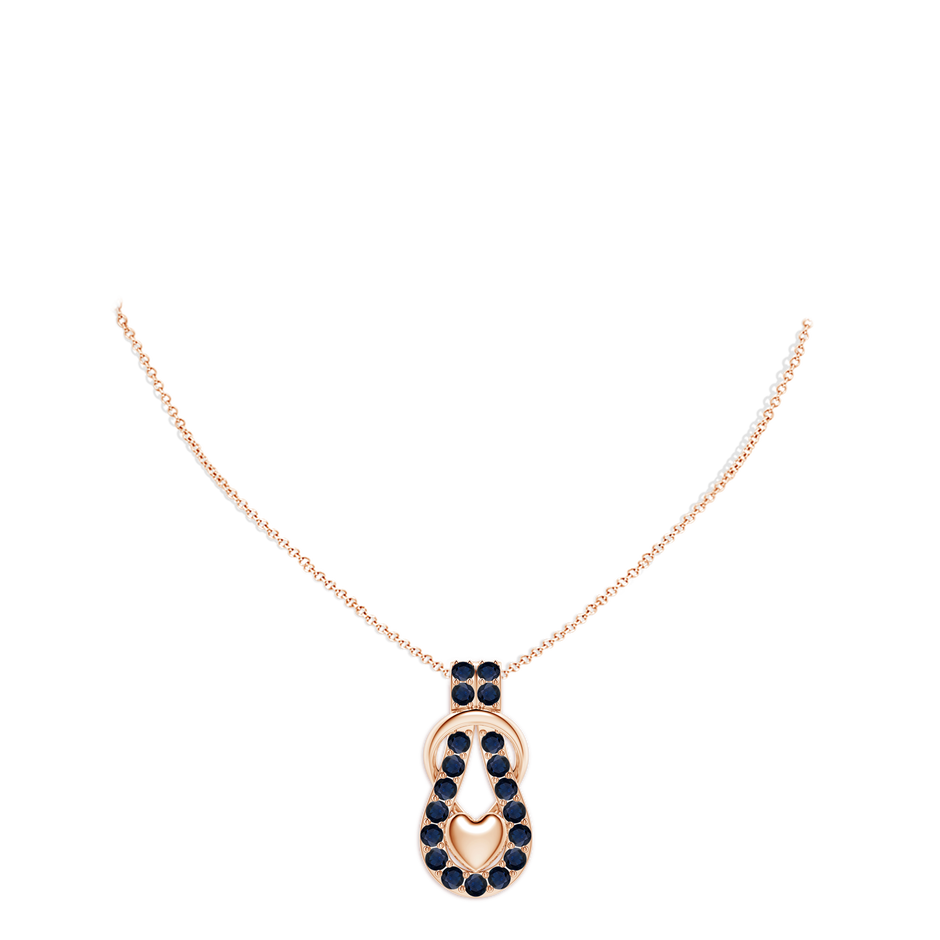 3.5mm A Sapphire Infinity Knot Pendant with Puffed Heart in 18K Rose Gold pen
