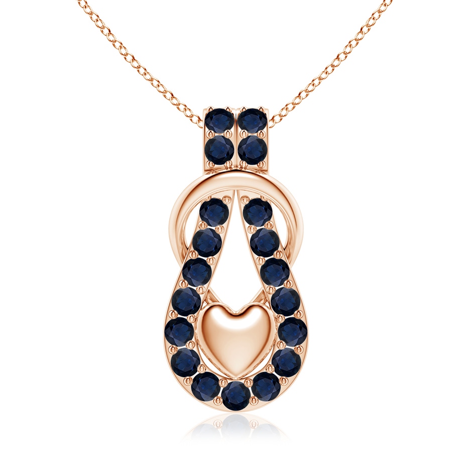 3.5mm A Sapphire Infinity Knot Pendant with Puffed Heart in Rose Gold 
