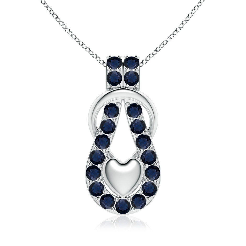 3.5mm A Sapphire Infinity Knot Pendant with Puffed Heart in White Gold 