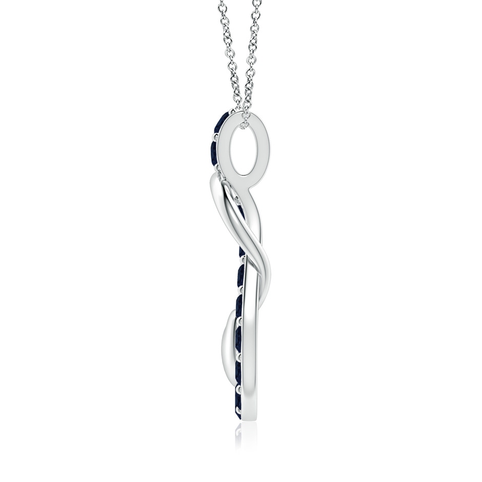 3.5mm A Sapphire Infinity Knot Pendant with Puffed Heart in White Gold side 199