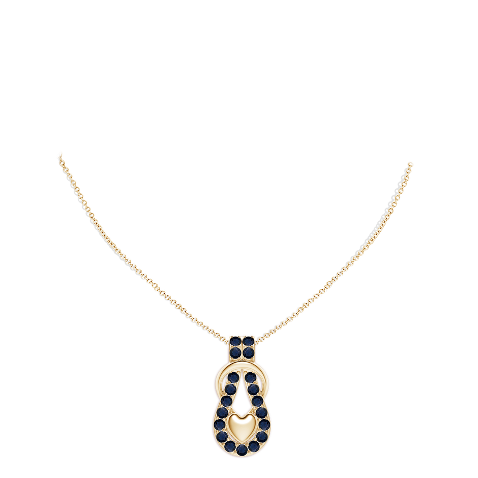 3.5mm A Sapphire Infinity Knot Pendant with Puffed Heart in Yellow Gold pen