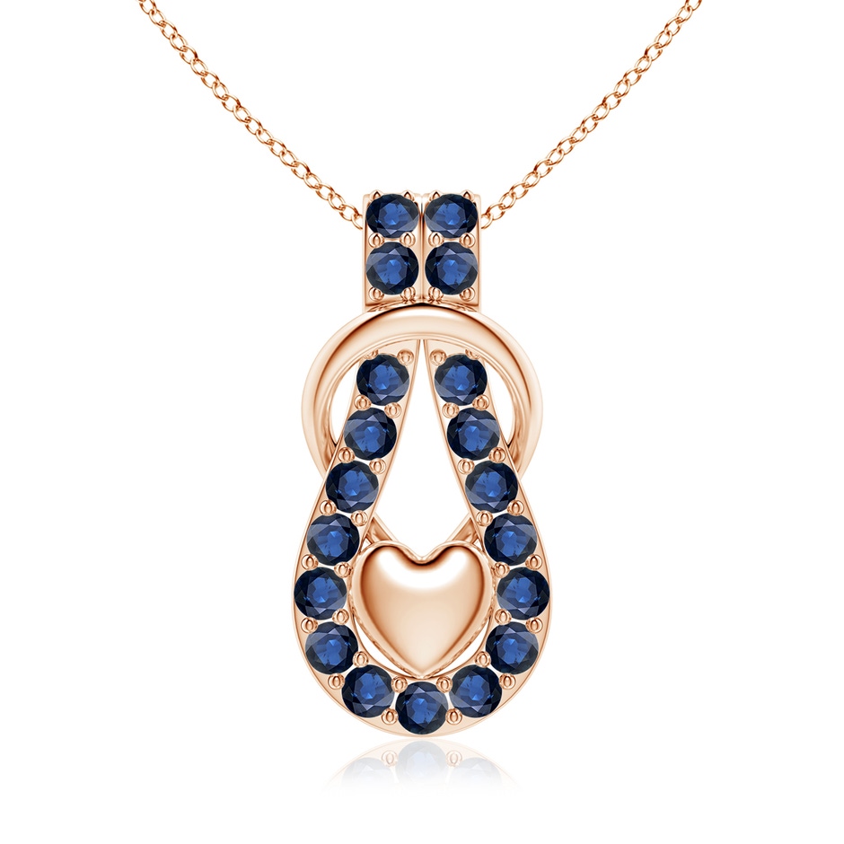 3.5mm AA Sapphire Infinity Knot Pendant with Puffed Heart in 18K Rose Gold 