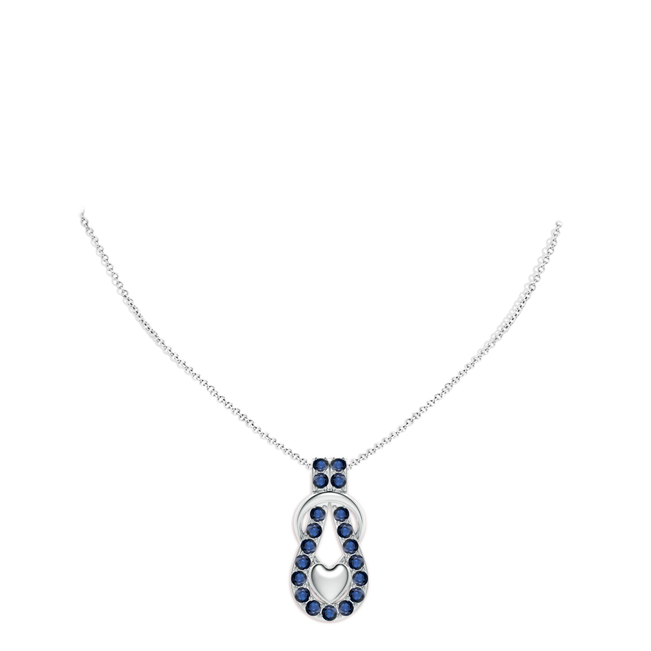3.5mm AA Sapphire Infinity Knot Pendant with Puffed Heart in 18K White Gold pen