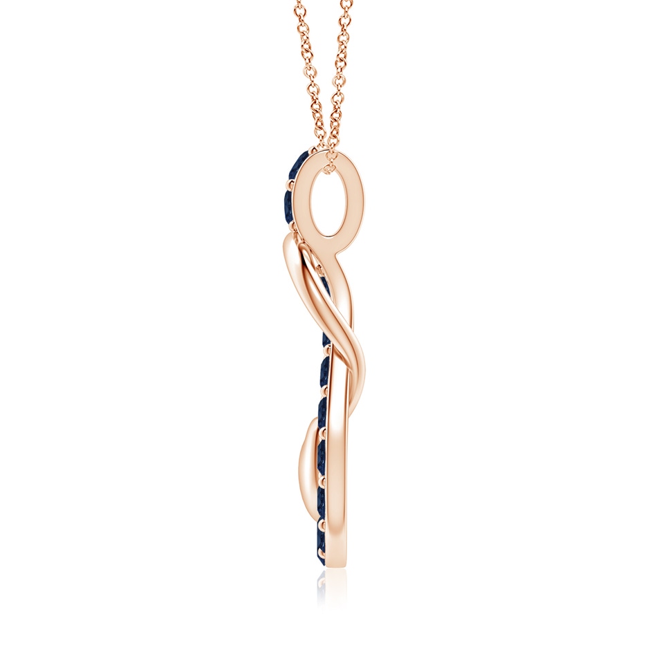 3.5mm AA Sapphire Infinity Knot Pendant with Puffed Heart in Rose Gold side 199