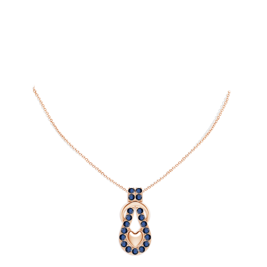 3.5mm AA Sapphire Infinity Knot Pendant with Puffed Heart in Rose Gold pen