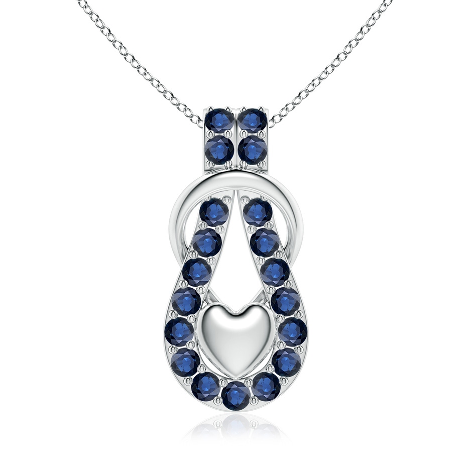 3.5mm AA Sapphire Infinity Knot Pendant with Puffed Heart in White Gold 
