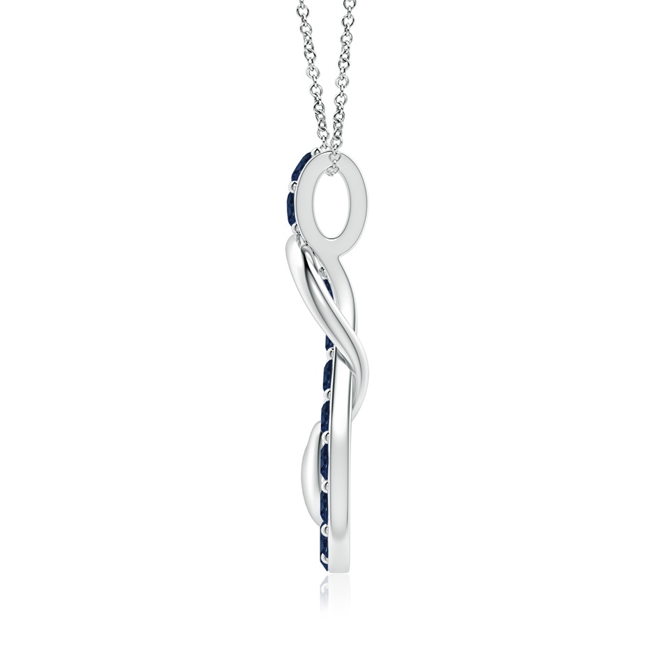 3.5mm AA Sapphire Infinity Knot Pendant with Puffed Heart in White Gold side 199