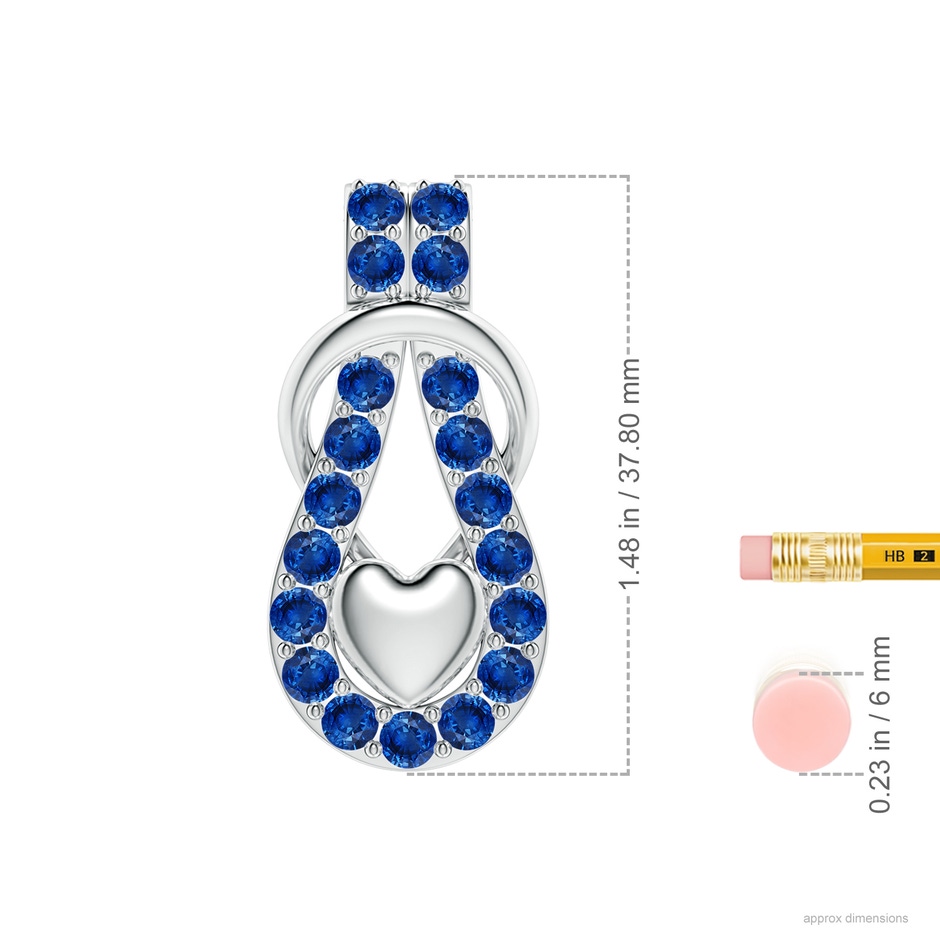 3.5mm AAA Sapphire Infinity Knot Pendant with Puffed Heart in P950 Platinum ruler