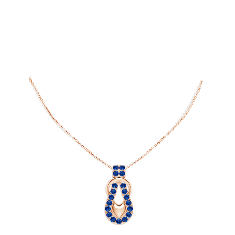 3.5mm AAA Sapphire Infinity Knot Pendant with Puffed Heart in Rose Gold pen