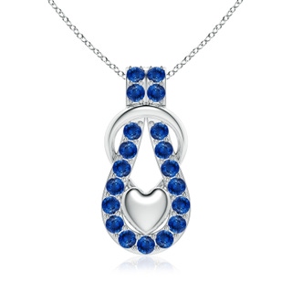 3.5mm AAA Sapphire Infinity Knot Pendant with Puffed Heart in White Gold