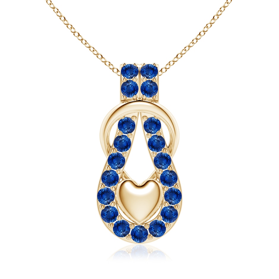 3.5mm AAA Sapphire Infinity Knot Pendant with Puffed Heart in Yellow Gold 