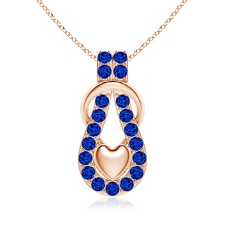 3.5mm AAAA Sapphire Infinity Knot Pendant with Puffed Heart in 10K Rose Gold