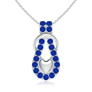 3.5mm AAAA Sapphire Infinity Knot Pendant with Puffed Heart in P950 Platinum