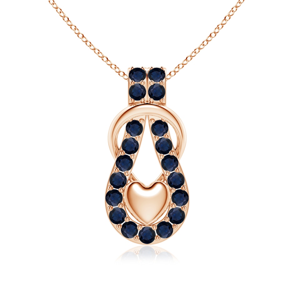 3mm A Sapphire Infinity Knot Pendant with Puffed Heart in Rose Gold 