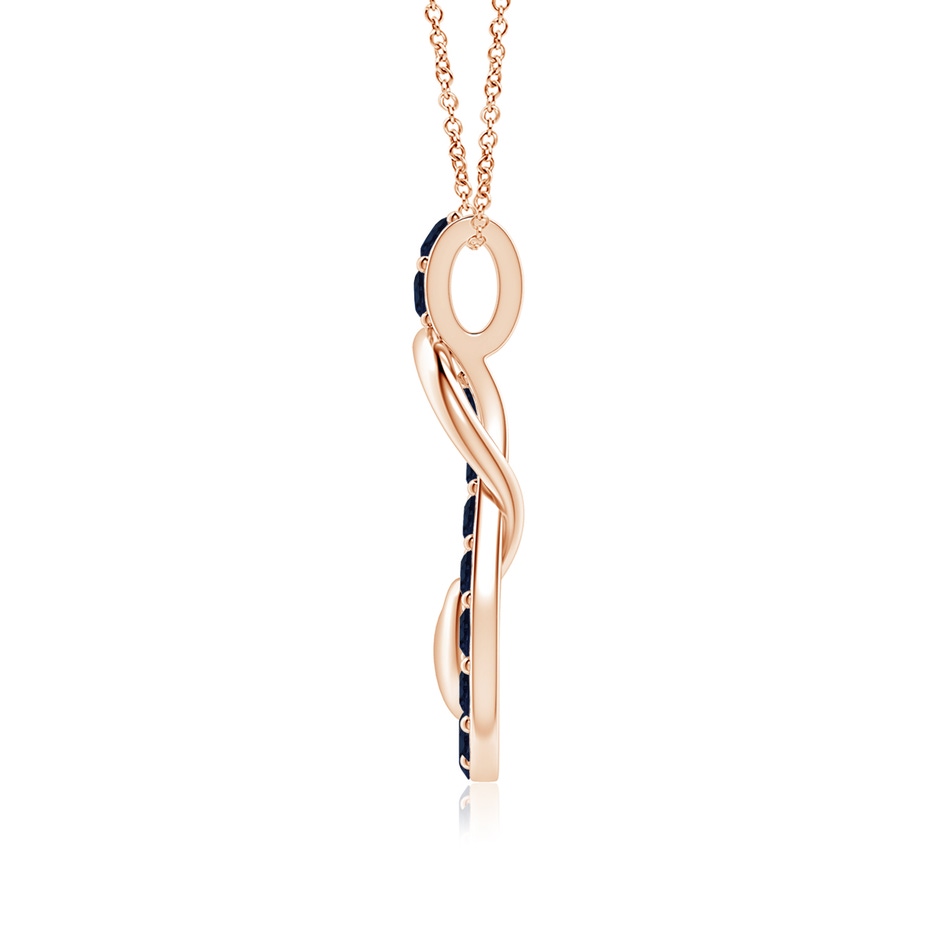 3mm A Sapphire Infinity Knot Pendant with Puffed Heart in Rose Gold side 199