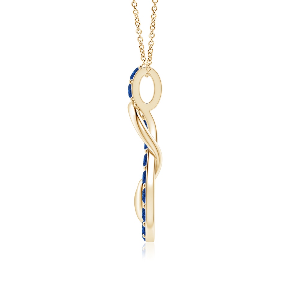 3mm AAA Sapphire Infinity Knot Pendant with Puffed Heart in 18K Yellow Gold side 199