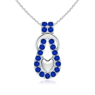 3mm AAAA Sapphire Infinity Knot Pendant with Puffed Heart in P950 Platinum