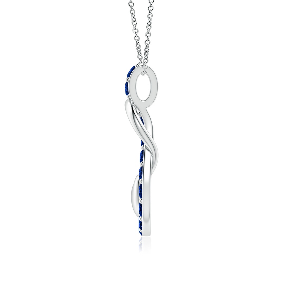 3mm AAAA Sapphire Infinity Knot Pendant with Puffed Heart in White Gold side 199