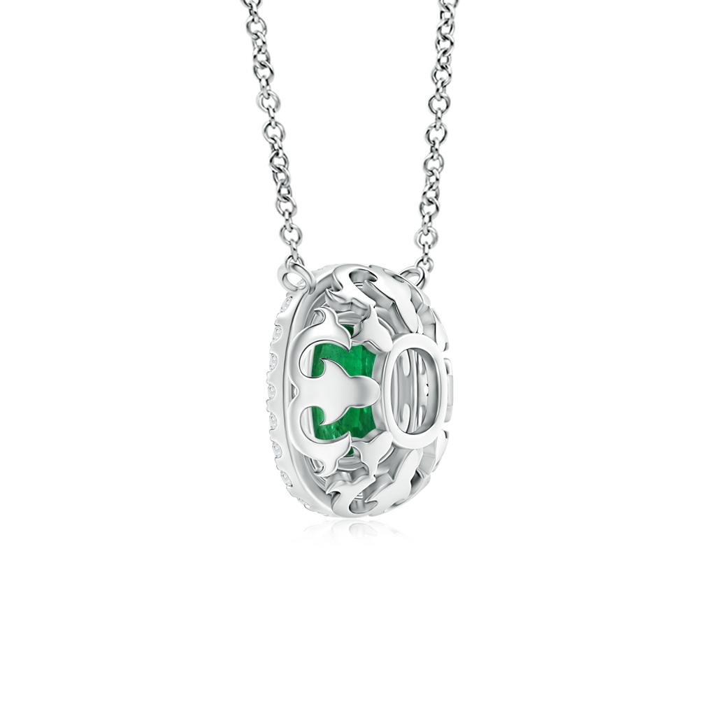 8.10x7.74x5.16mm AA GIA Certified Claw-Set Cushion Emerald Double Halo Pendant in 18K White Gold - side 199