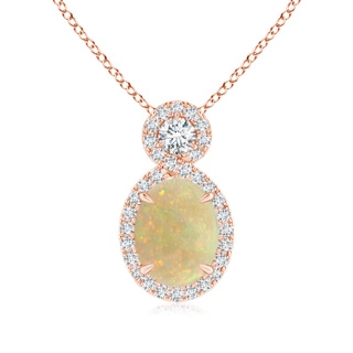 13.97x10.12x3.53mm AAAA GIA Certified Claw-Set Oval Opal Infinity Pendant in 18K Rose Gold