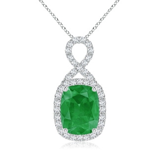 8x6mm A Rectangular Cushion Emerald Infinity Pendant in P950 Platinum