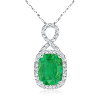 8x6mm AA Rectangular Cushion Emerald Infinity Pendant in P950 Platinum