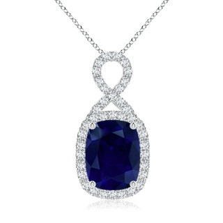 8x6mm AA Rectangular Cushion Sapphire Infinity Pendant in P950 Platinum