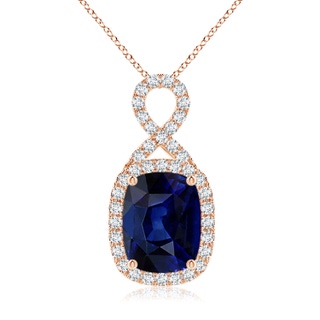8x6mm AAA Rectangular Cushion Sapphire Infinity Pendant in 9K Rose Gold