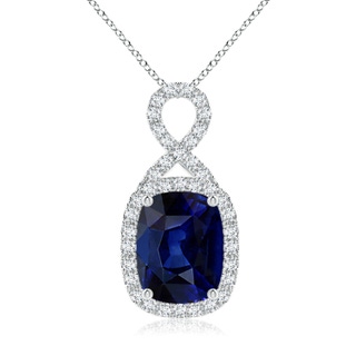 8x6mm AAA Rectangular Cushion Sapphire Infinity Pendant in P950 Platinum