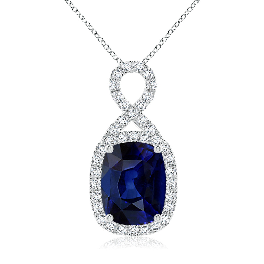 Rectangular Cushion Sapphire Infinity Pendant | Angara