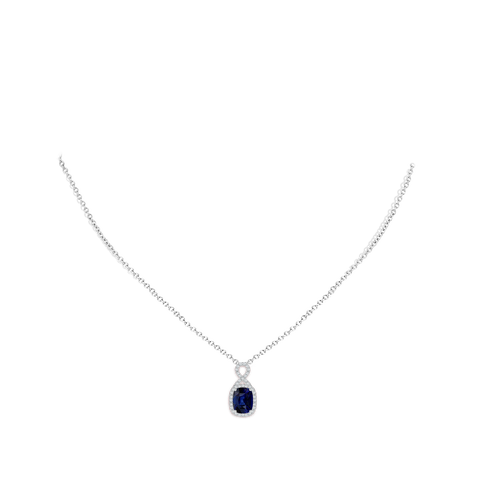 8x6mm AAA Rectangular Cushion Sapphire Infinity Pendant in White Gold