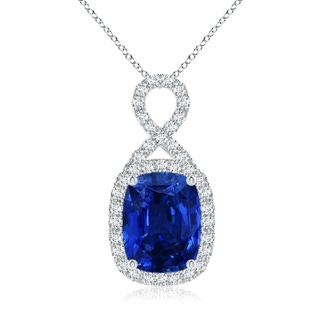 8x6mm AAAA Rectangular Cushion Sapphire Infinity Pendant in P950 Platinum