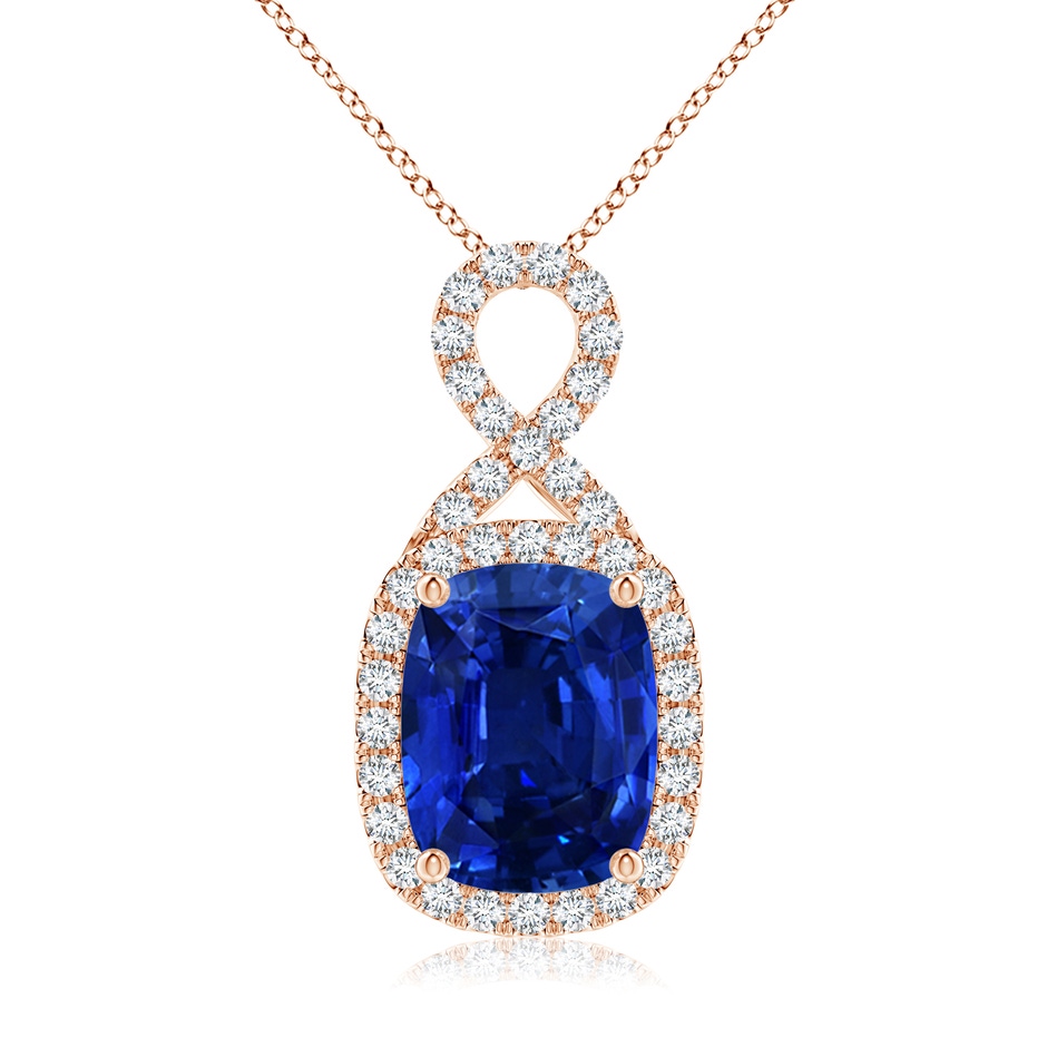 8x6mm AAAA Rectangular Cushion Sapphire Infinity Pendant in Rose Gold 